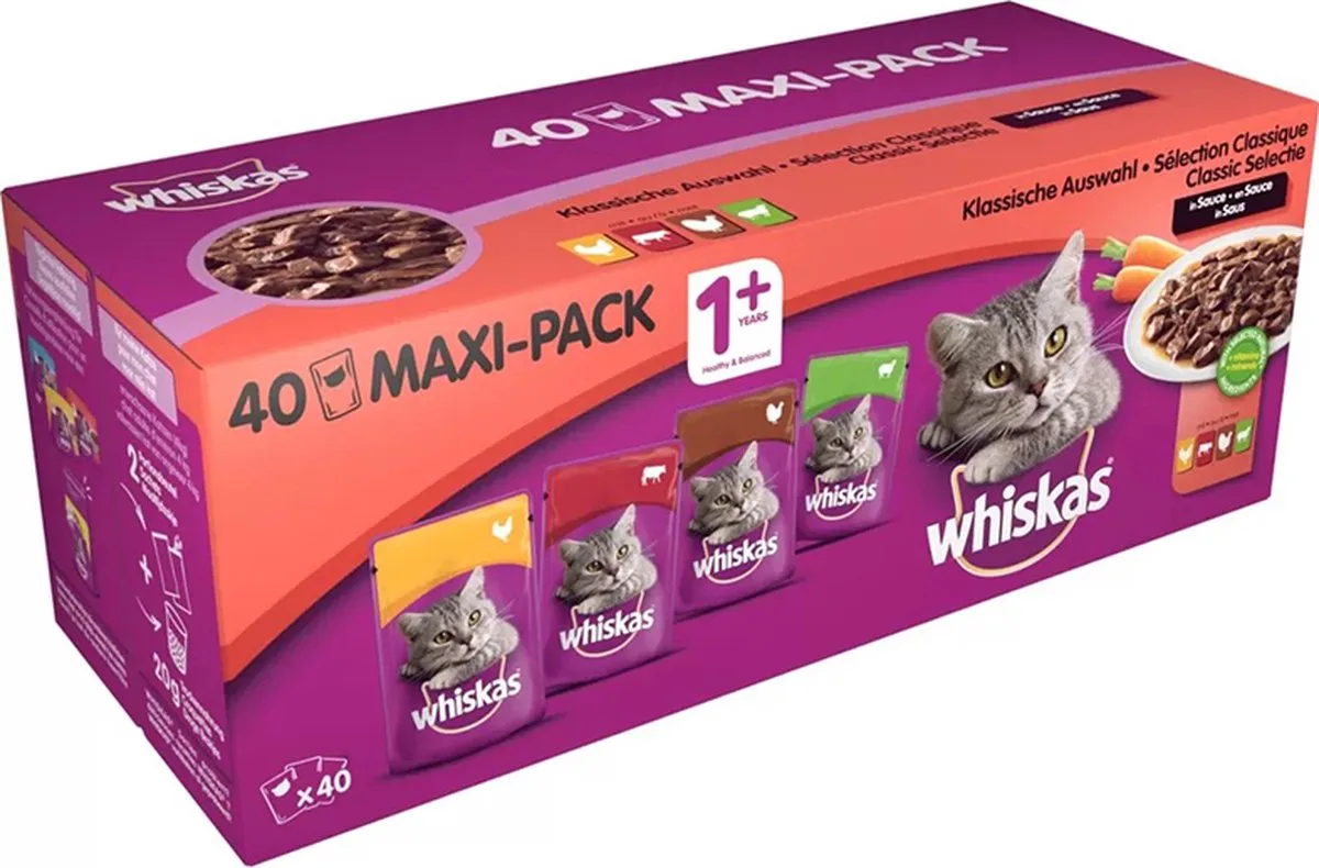 natte voeding voor volwassen katten - MEGAPACK - 120 stuks / 10 soorten de Whiskas – photo produit