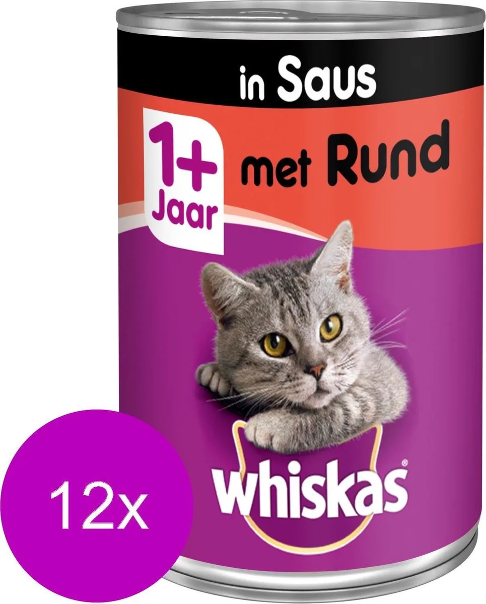 Natvoer - Adult - Rund - 12 x 400 gr van Whiskas – productfoto