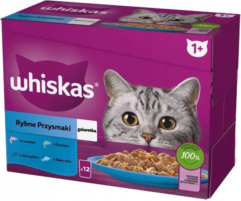 Rybne Przysmaki - Kattenvoer - 48x85g - Voor Volwassen Katten - Rijk aan Vis de Whiskas – photo produit