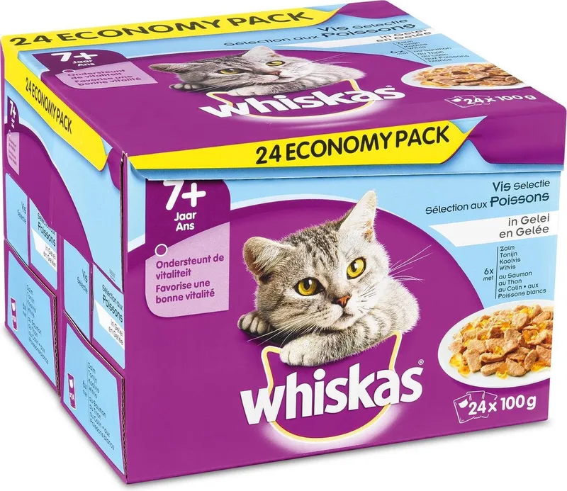 Senior - Kattenvoer Natvoer - Vis Gelei 24 x 100 g by Whiskas – product photo