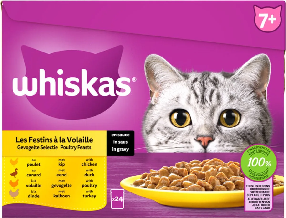 Senior Multipack Gevogelte Selectie in Saus - 2 x 24 x 85 gr - Voordeelverpakking van Whiskas – productfoto