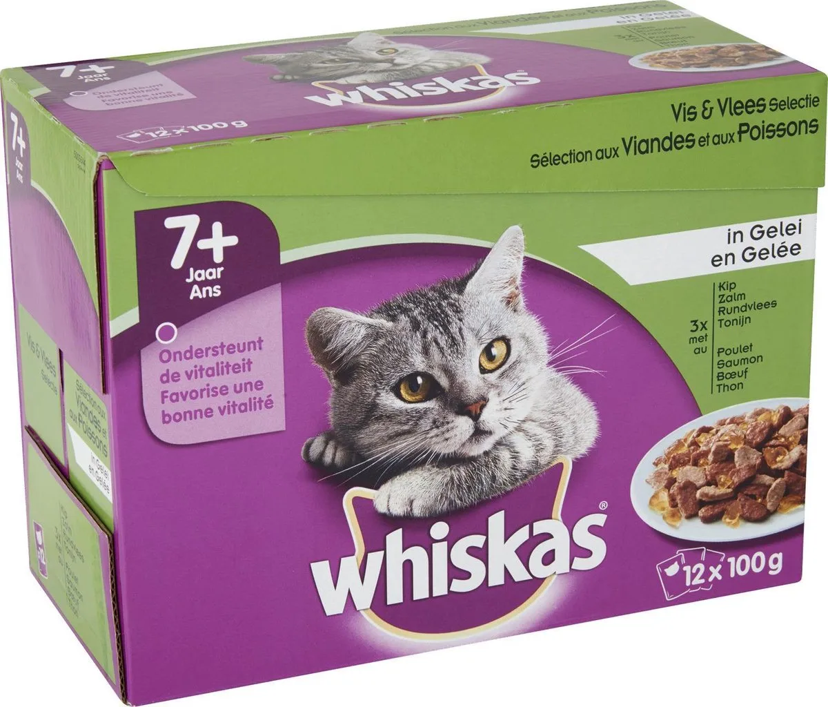 Senior Vlees en Vis Selectie in Gelei maaltijdzakjes multipack 12*100g von Whiskas – Produktfoto