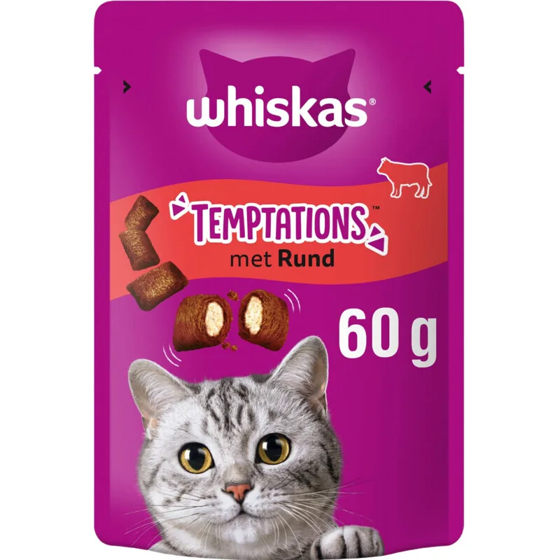 Temptations kattensnacks met rundvleessmaak 60g de Whiskas – photo produit