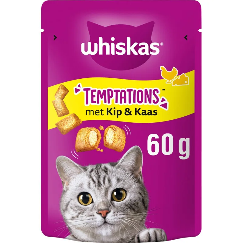 Temptations friandises pour chat adulte au poulet et au fromage - 60 g de Whiskas – photo produit