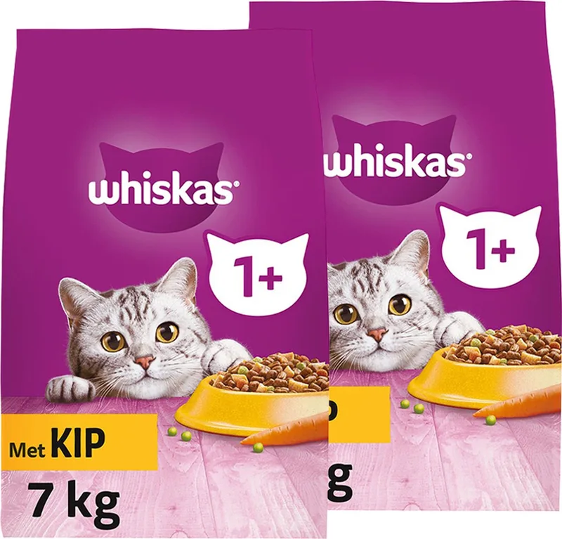 Whiskas 1+ Kattenbrokken droogvoer - Kip - zak 2 x 7 kg de Whiskas – photo produit