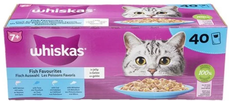 Whiskas 7+ - Kattenvoer natvoer - Vis - Selectie in gelei - maaltijdzakjes 40 x 85 g de Whiskas – photo produit