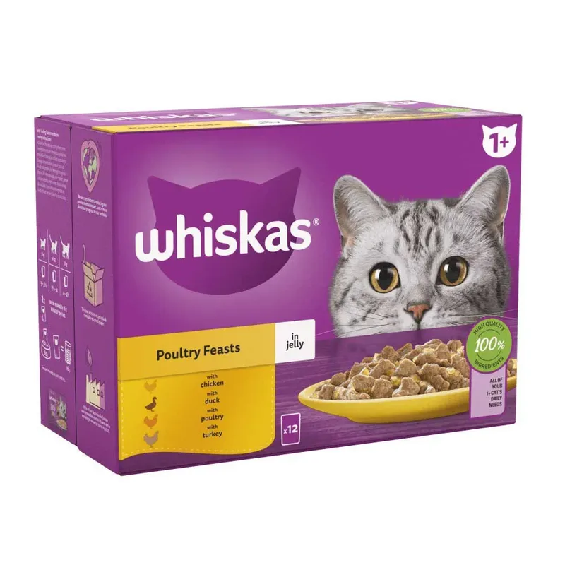 Zakje Gelei Gevogelte Eend Kalkoen Kip Natvoer Voor Katten 12x85 G by Whiskas – product photo 1 of 5