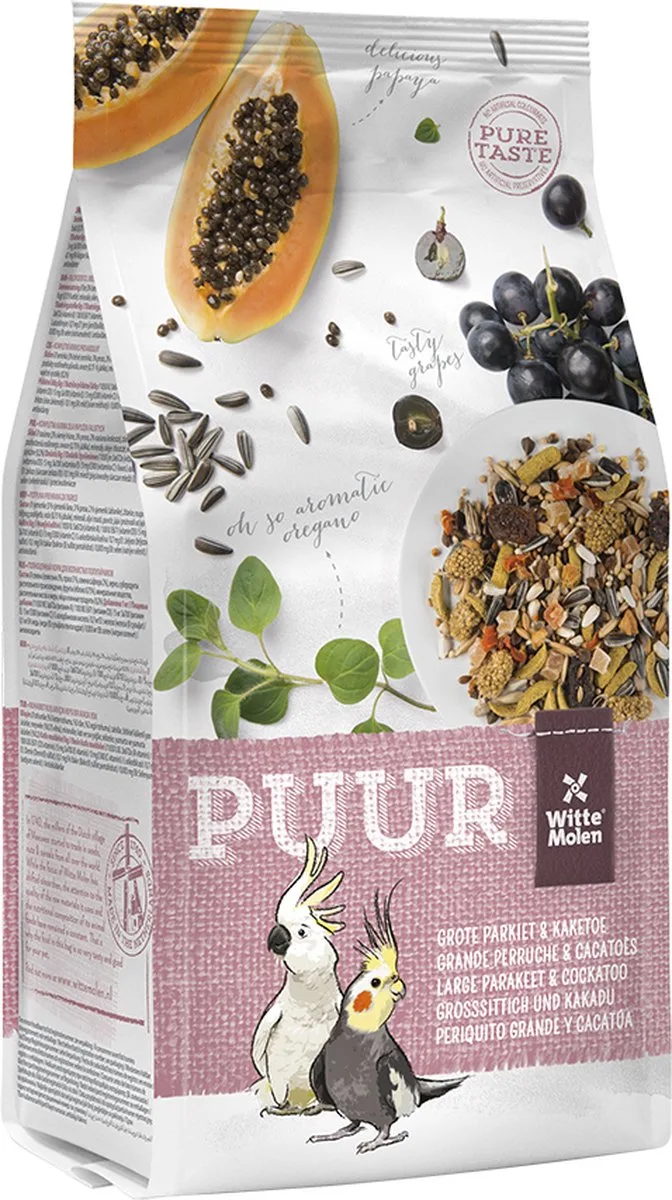 Binnenvogelvoer - Vogel - Puur Grote Parkiet & Kaketoe 750gr - 1st fra Witte Molen – produktbillede