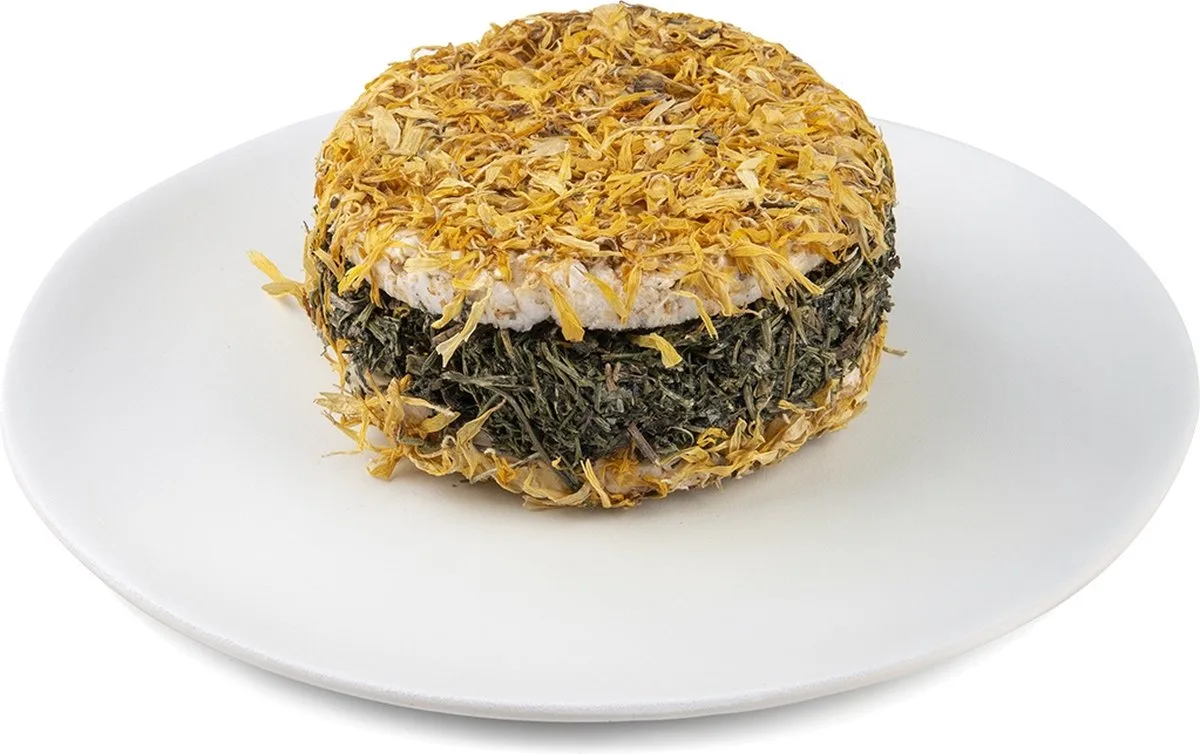 Knaagdier - PUUR PAUZE RIJSTSCHIJF KRUIDEN & BLOEMEN 130g geel van Witte Molen – productfoto