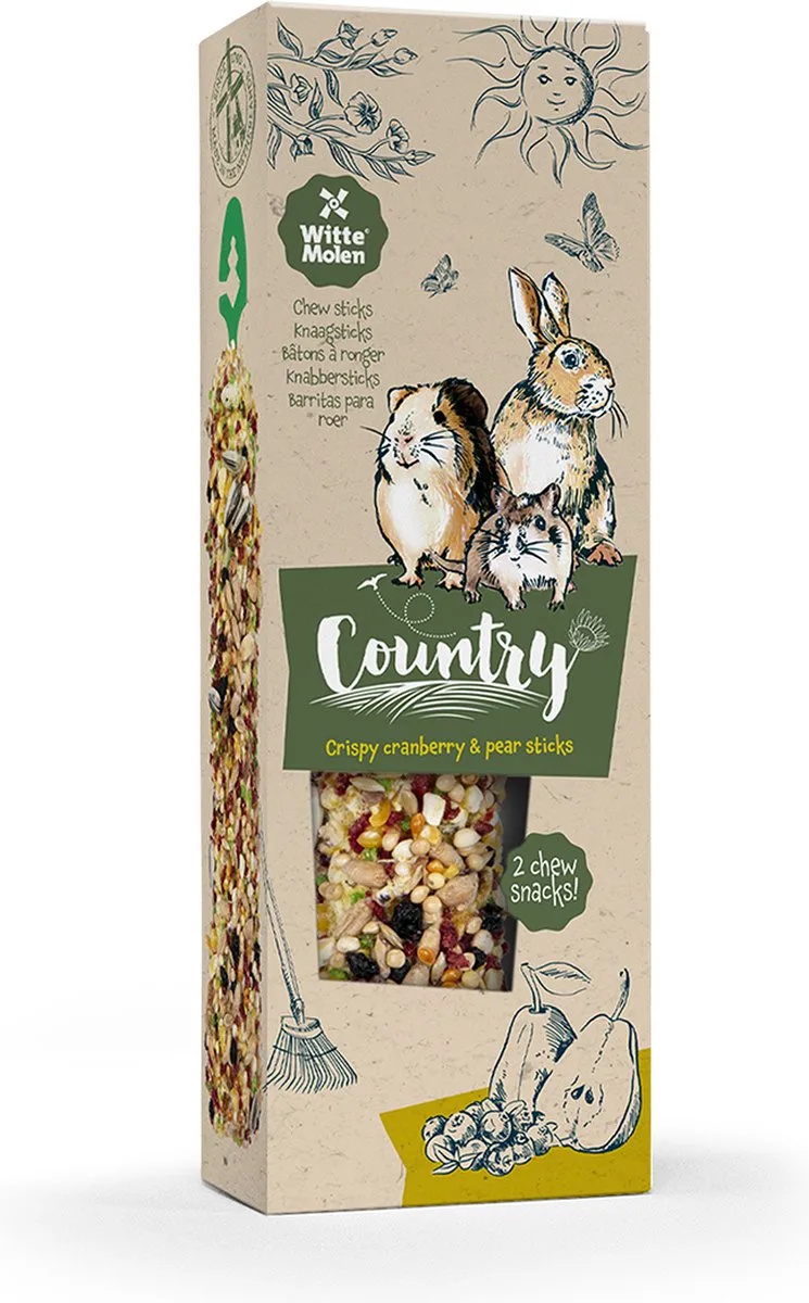 Knaagdierensnack - Knaagdier - Country Knaagsticks Veenbes & Peer 110g - 1st by Witte Molen – product photo