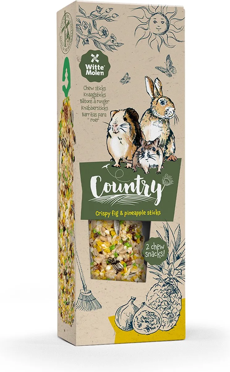 Knaagdierensnack - Knaagdier - Country Knaagsticks Vijg & Ananas 110g - 2st de Witte Molen – photo produit