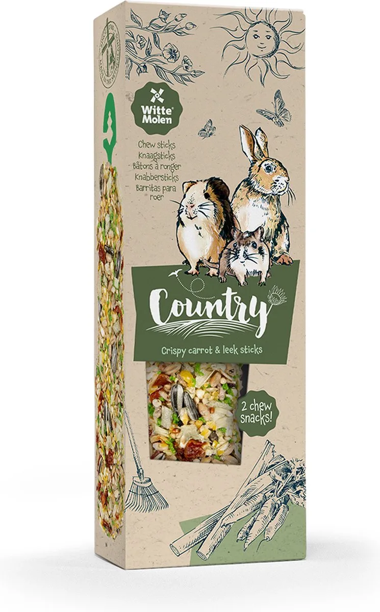 Knaagdierensnack - Knaagdier - Country Knaagsticks Wortel & Prei 110g - 2st von Witte Molen – Produktfoto