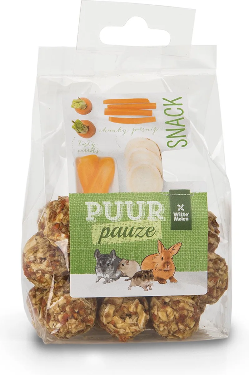 Knaagdierensnack - Knaagdier - Puur Pauze Groentenbal Wortel & Pastinaak 100gr - Tray - 1st by Witte Molen – product photo