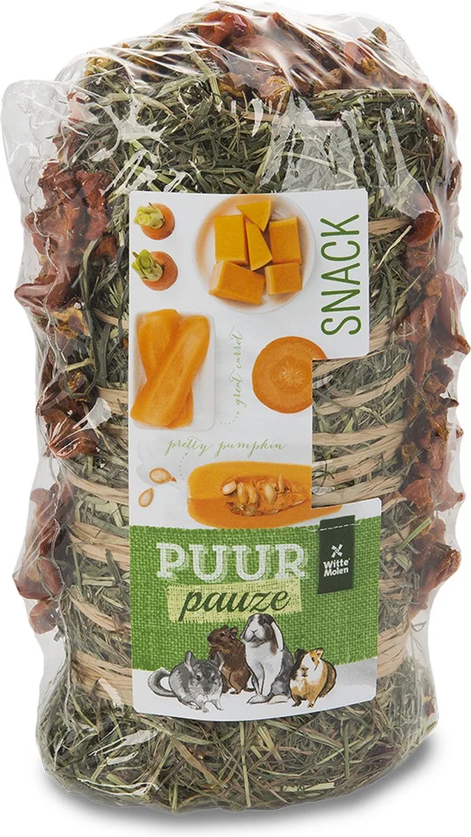 Knaagdierensnack - Knaagdier - Puur Pauze Hooirol Wortel & Pompoen 200gr - Tray - 1st von Witte Molen – Produktfoto