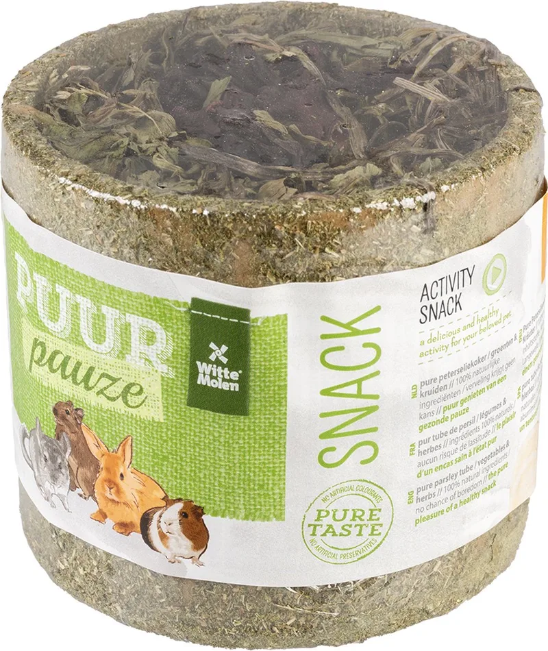 Knaagdierensnack - Knaagdier - Puur Pauze Peterseliekoker Wortel & Weegbree 100g Groen - 1st de Witte Molen – photo produit