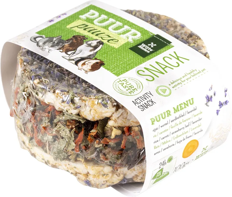 Knaagdierensnack - Knaagdier - Puur Pauze Rijstschijf Groenten & Kruiden 100g Paars - 1st fra Witte Molen – produktbillede