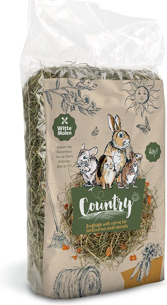 Knaagdierenvoer - Knaagdier - Country Bloesemhooi Wortel 500g - 1st van Witte Molen – productfoto