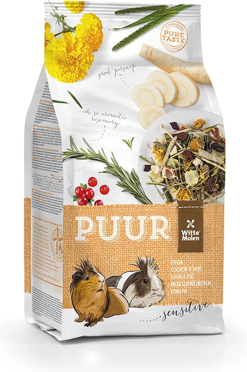 Knaagdierenvoer - Knaagdier - Puur Cavia Sensitive 800gr - 1st van Witte Molen – productfoto