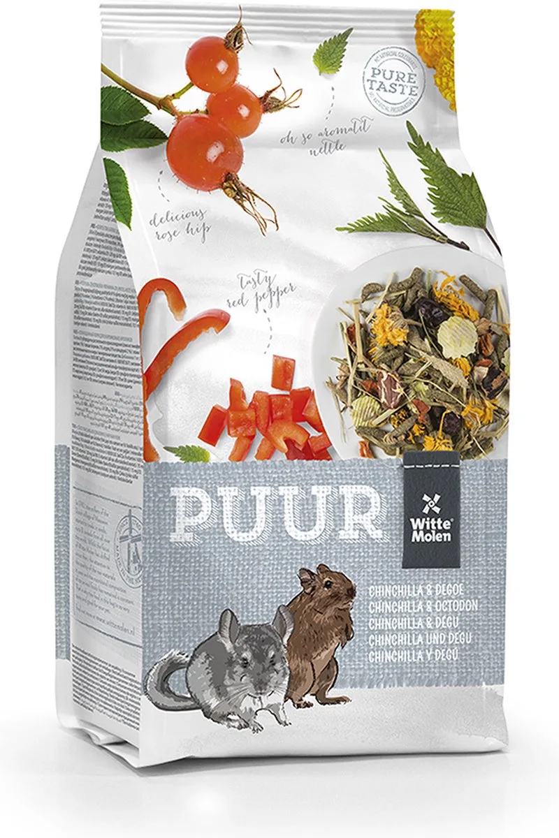 Knaagdierenvoer - Knaagdier - Puur Chinchilla & Degoe 500gr - 1st fra Witte Molen – produktbillede