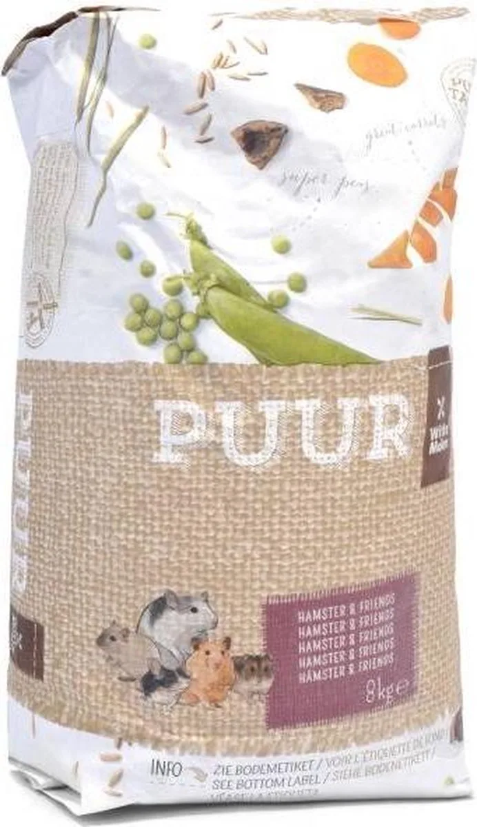 Puur Hamster & Friends - Fijnproeversmuesli Hamster en Rat - Zonder Kunstmatige Toevoegingen - 8kg de Witte Molen – photo produit
