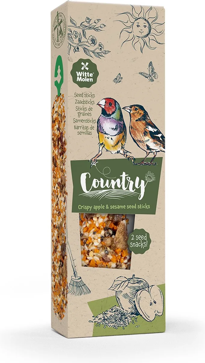 Vegetarisch - Knaagdier - Country Zaadsticks Vink Appel & Sesamzaad 60g - 2st van Witte Molen – productfoto