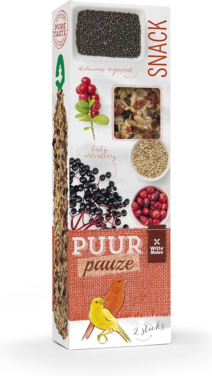 Vogelsnack - Vogel - Puur Pauze Sticks Kanarie Vlier- & Veenb 60gr - Tray - 2st från Witte Molen – produktbild