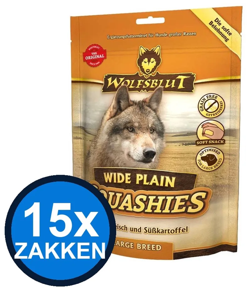 15x Wolfsblut - Squashies Wide Plain All Ages Large Breed - Hondenvoer Droogvoer - 300 g de Wolfsblut – photo produit
