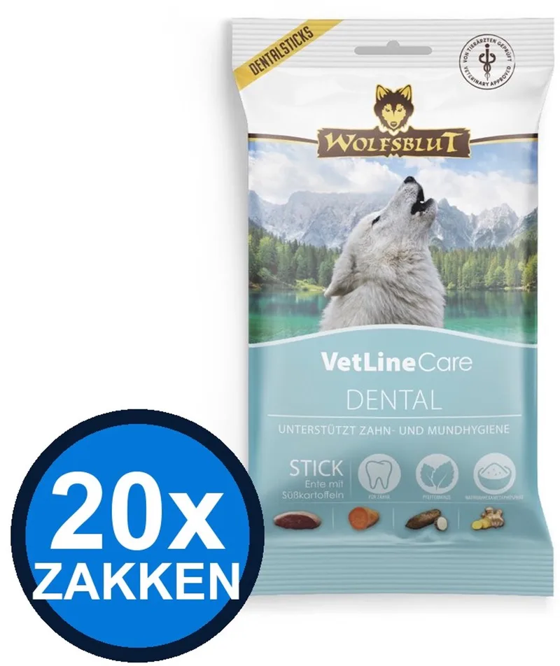 20x Wolfsblut - VetLine Snack Dental - Hondenvoer Snacks - 180 g von Wolfsblut – Produktfoto