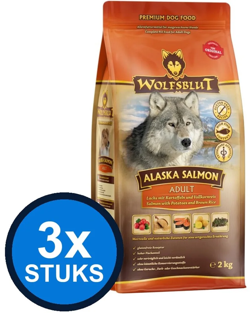 3x Wolfsblut - Adult Alaska Salmon - Hondenvoer Droogvoer - 2 kg von Wolfsblut – Produktfoto