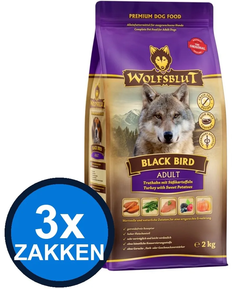3x Wolfsblut - Adult Black Bird - Hondenvoer Droogvoer - 2 kg by Wolfsblut – product photo