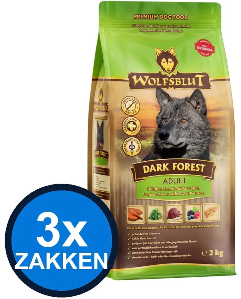 3x Wolfsblut - Adult Dark Forest - Hondenvoer Droogvoer - 2 kg fra Wolfsblut – produktbillede