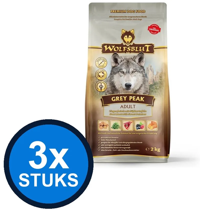 3x Wolfsblut - Adult Grey Peak - Hondenvoer Droogvoer - 2 kg by Wolfsblut – product photo