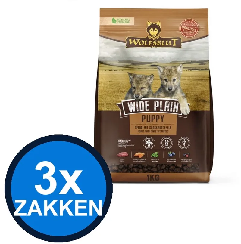3x Wolfsblut - Puppy Wide Plain - Hondenvoer Droogvoer - 1 kg by Wolfsblut – product photo
