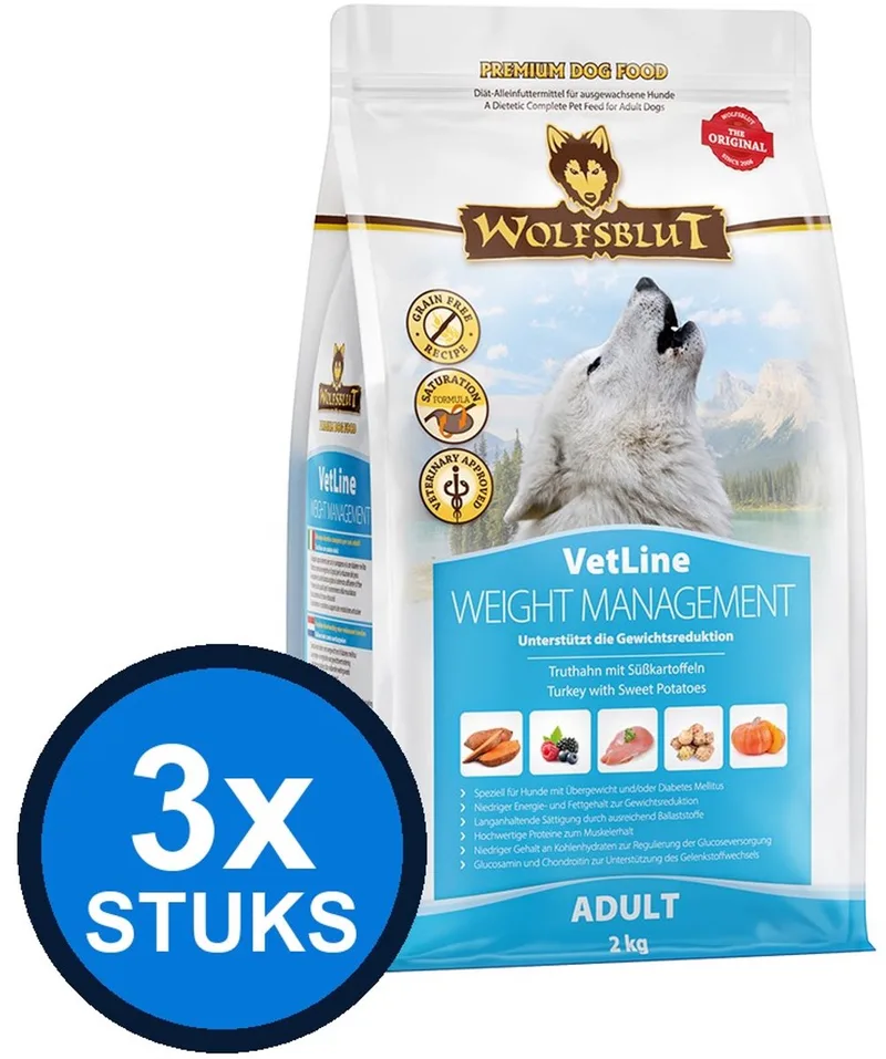 3x Wolfsblut - VetLine Weight Management - Hondenvoer Droogvoer - 2 kg von Wolfsblut – Produktfoto
