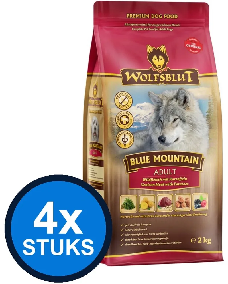 4x Wolfsblut - Adult Blue Mountain - Hondenvoer Droogvoer - 2 kg de Wolfsblut – photo produit