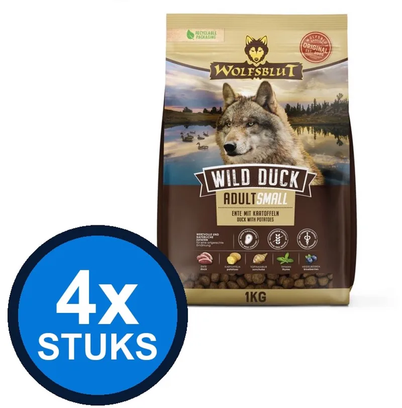 4x Wolfsblut - Adult Wild Duck Small Breed - Hondenvoer Droogvoer - 1 kg by Wolfsblut – product photo