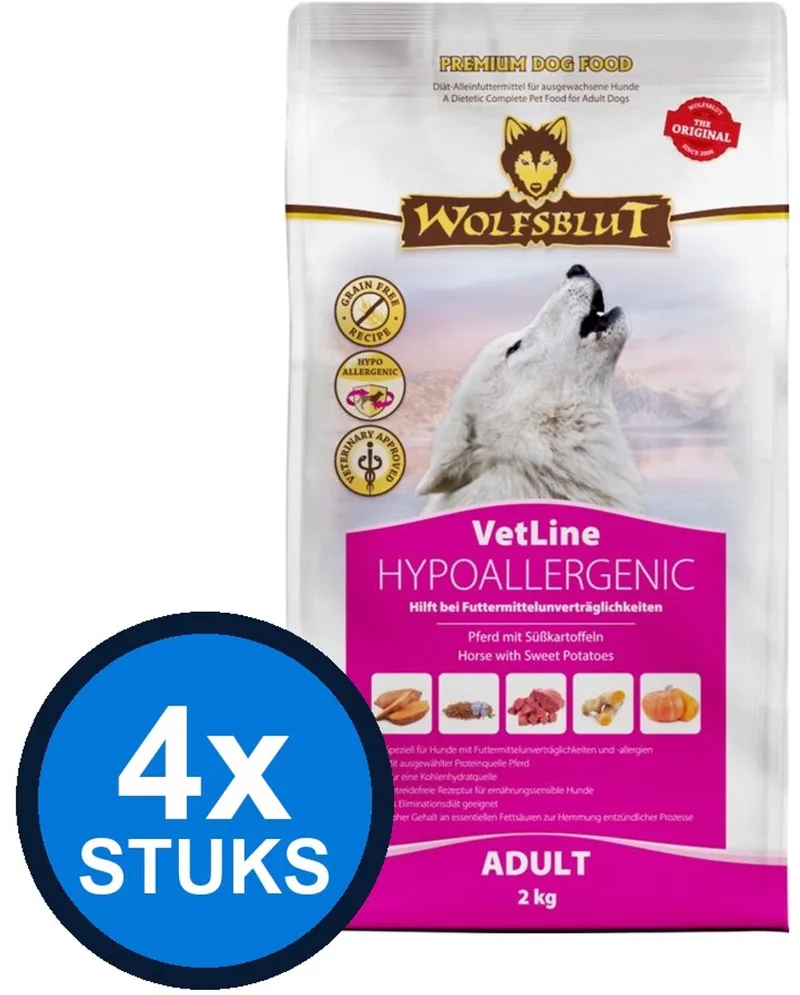 4x Wolfsblut - VetLine Hypoallergenic - Hondenvoer Droogvoer - 2 kg de Wolfsblut – photo produit