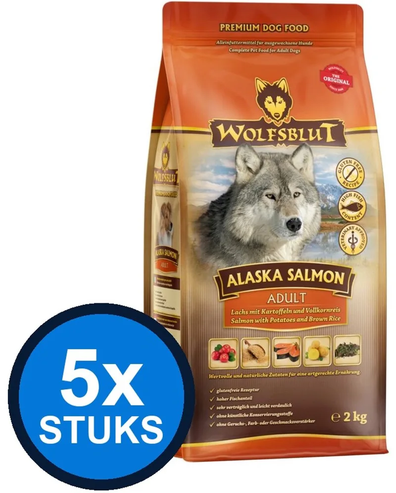 5x Wolfsblut - Adult Alaska Salmon - Hondenvoer Droogvoer - 2 kg by Wolfsblut – product photo