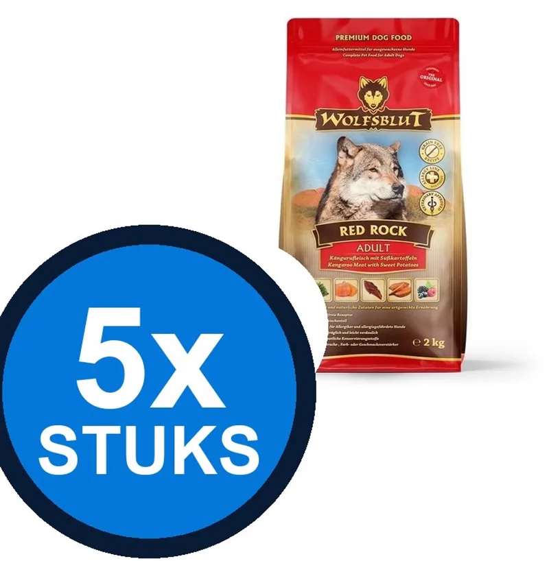 5x Wolfsblut - Adult Red Rock - Hondenvoer Droogvoer - 2 kg de Wolfsblut – photo produit