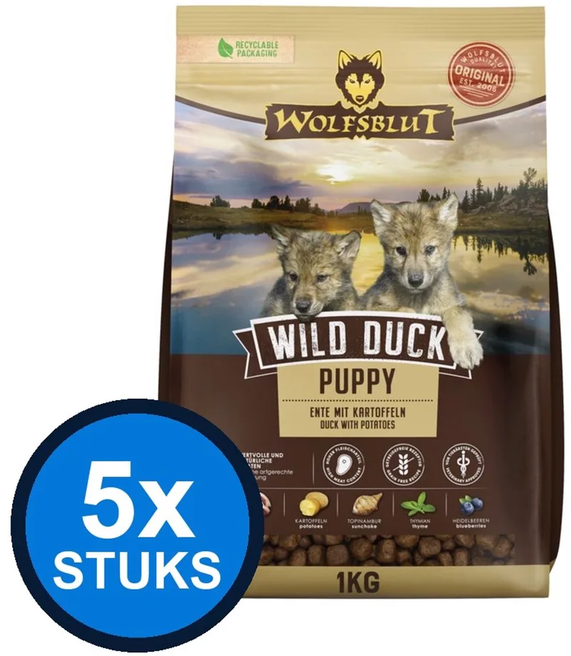 5x Wolfsblut - Puppy Wild Duck - Hondenvoer Droogvoer - 1 kg de Wolfsblut – photo produit