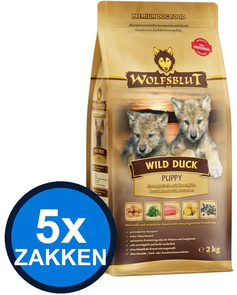 5x Wolfsblut - Puppy Wild Duck - Hondenvoer Droogvoer - 2 kg de Wolfsblut – photo produit