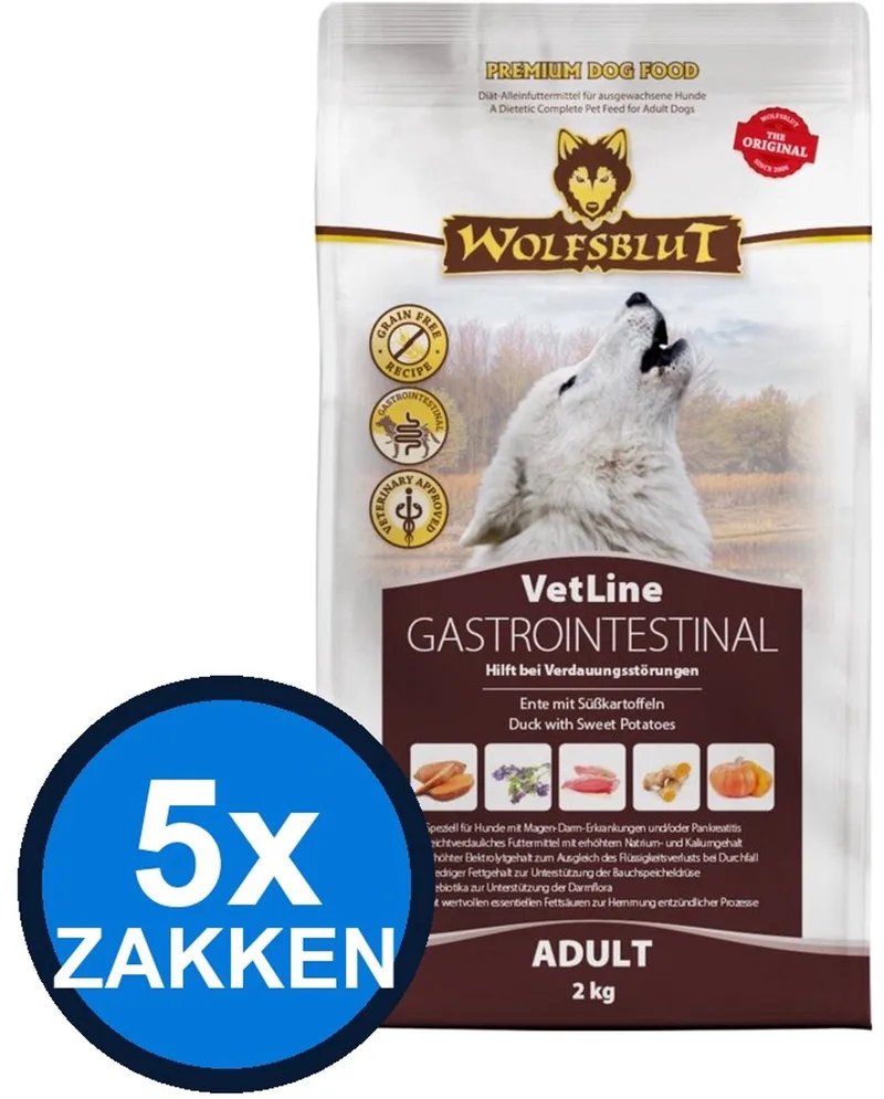 5x Wolfsblut - VetLine Gastrointestinal - Hondenvoer Droogvoer - 2 kg de Wolfsblut – photo produit