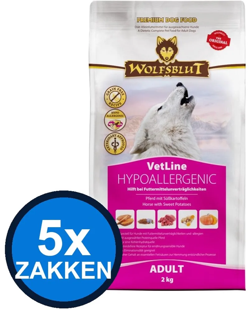 5x Wolfsblut - VetLine Hypoallergenic - Hondenvoer Droogvoer - 2 kg by Wolfsblut – product photo