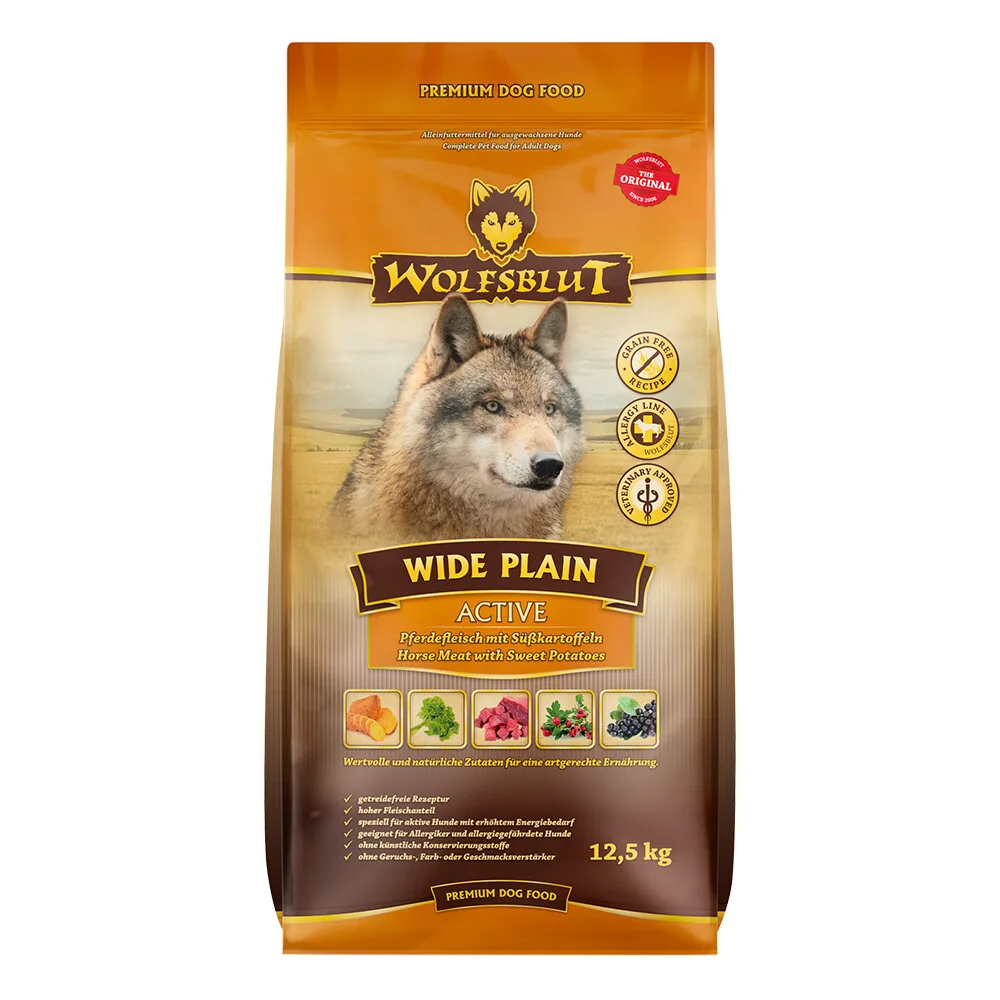 Hondenvoer Droog Adult Wide Plain Active Paard 12,5 kg van Wolfsblut – productfoto