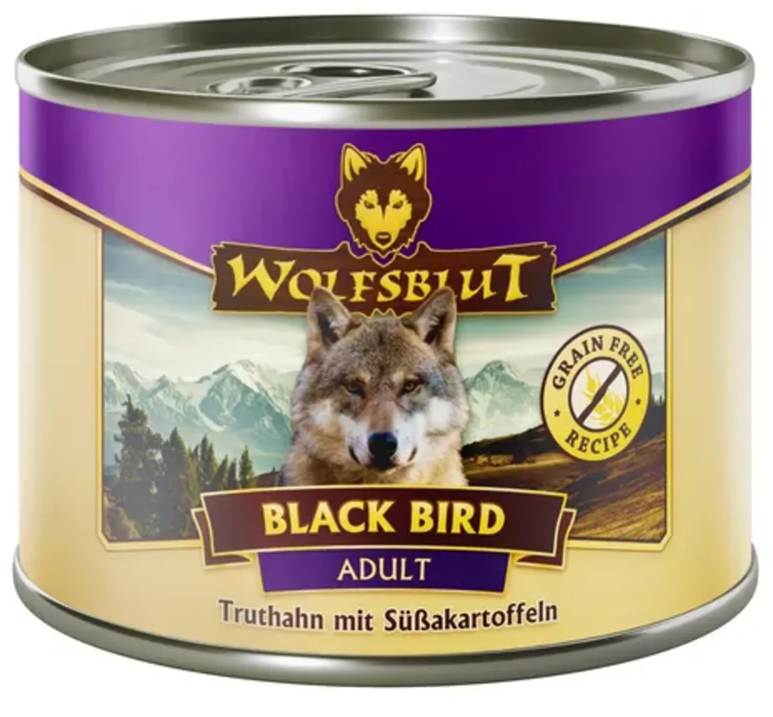 Hundenassfutter Black Bird Truthahn & Süßkartoffel - 200 g von Wolfsblut – Produktfoto