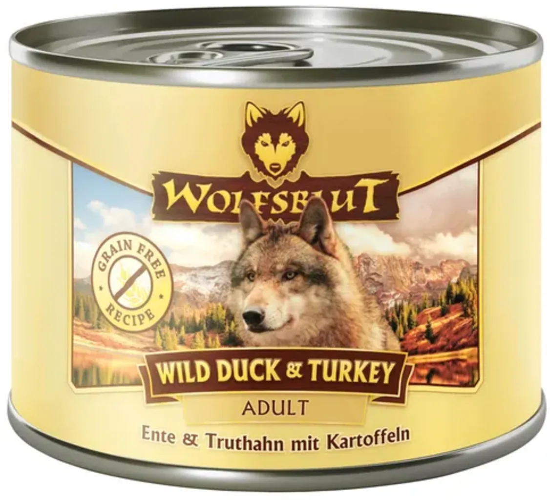 Hundenassfutter Wild Duck & Turkey Truthahn & Ente - 200 g van Wolfsblut – productfoto