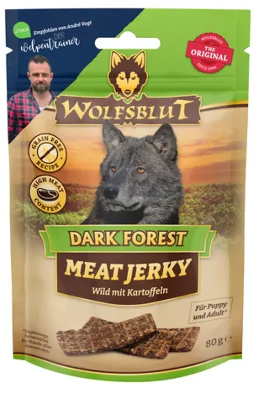 Hundesnack Meat Jerky Dark Forest - 80 g von Wolfsblut – Produktfoto