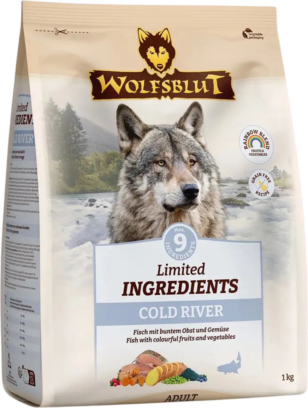 Hundetrockenfutter Limited Ingredients Cold River Forelle & Süßkartoffeln - 1 kg von Wolfsblut – Produktfoto