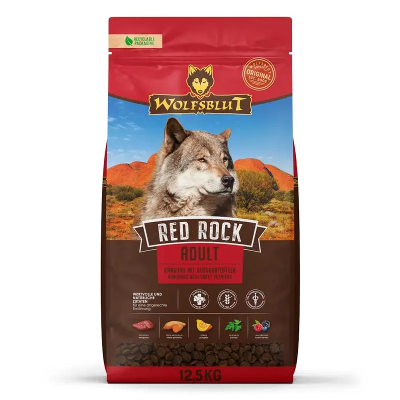 Red Rock Hondenvoer Met Kangoeroe En Zoete Aardappelen 12.5kg by Wolfsblut – product photo