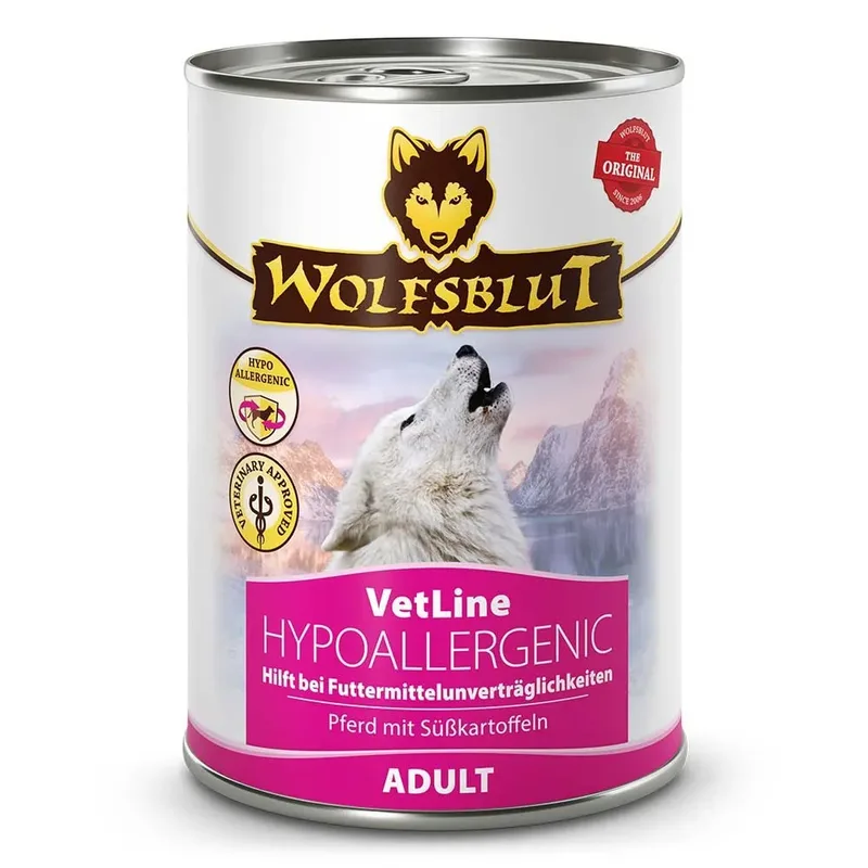 Vetline Hypoallergenes Nassfutter Für Hunde Mit Pferd 395g fra Wolfsblut – produktbillede 1 af 2